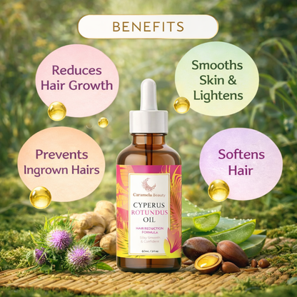 Saffron Grove's Cyperus Rotundus Oil for Natural Hair Reduction